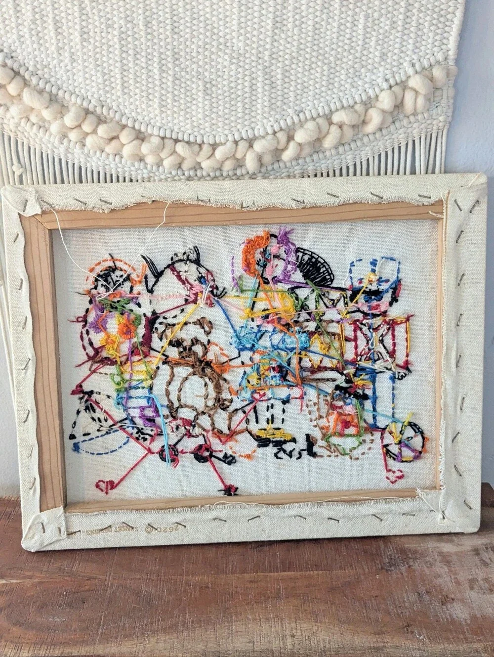 Vintage Sunset Designs Crewel Embroidery Toys Finished Canvas Wall Art 18x14